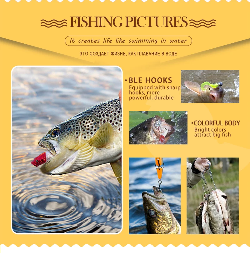 Fishing Lure MinnowPopperWobbler Spoon Metal Lure Soft Bait Fishing Lure Kit Isca Artificial Mixed ColorStyleWeight (2)