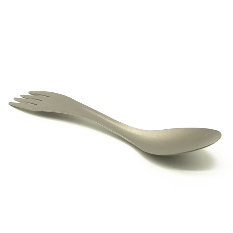 Кемпинг Titanium Fork Spoon Двойного Назначения Сверхлегкий Titanium Spoon Кемпинг Посуда Для походов Приготовления пищи на открытом воздухе Туризм Поставки