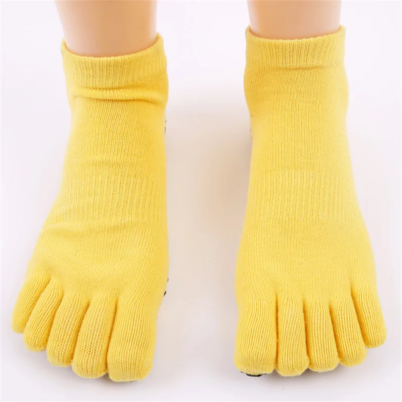 Натуральный хлопок теплые носки для йоги для женщин мужчин пять пальцев Нескользящие Дышащие носки для фитнеса балетные спортивные носки - Цвет: yellow