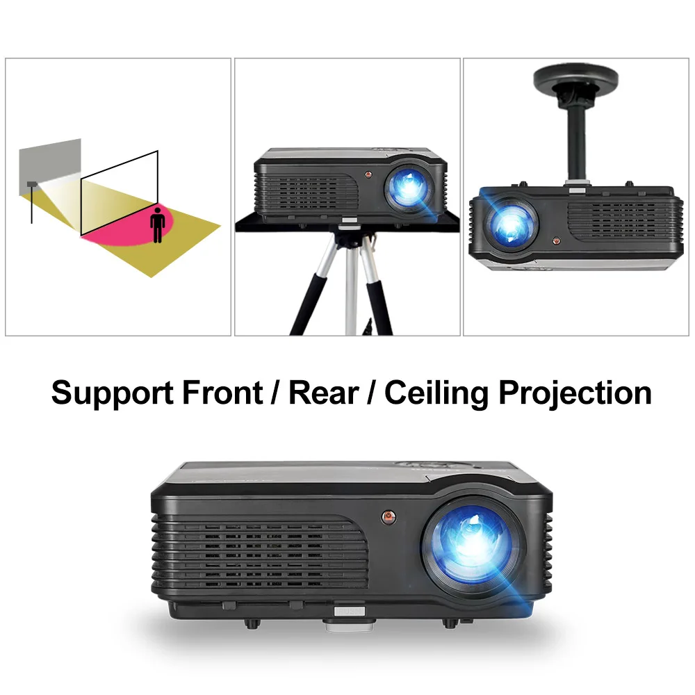 

CAIWEI Digital LCD LED Projector Home Theatre Proyector Full HD 1080P Video Beamer Multimedia System Smartphone Laptop HDMI USB