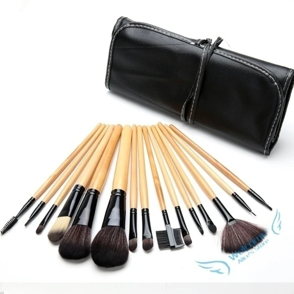 15pcs Soft tools kit Cosmetic Makeup Brush Black Sets with Leather Cases (Al003315Li) (2)