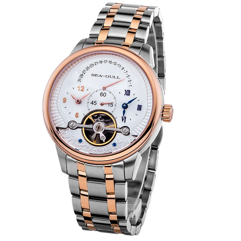 Seagull watch multi function dual time zone single calendar automatic mechanical watch 217.411