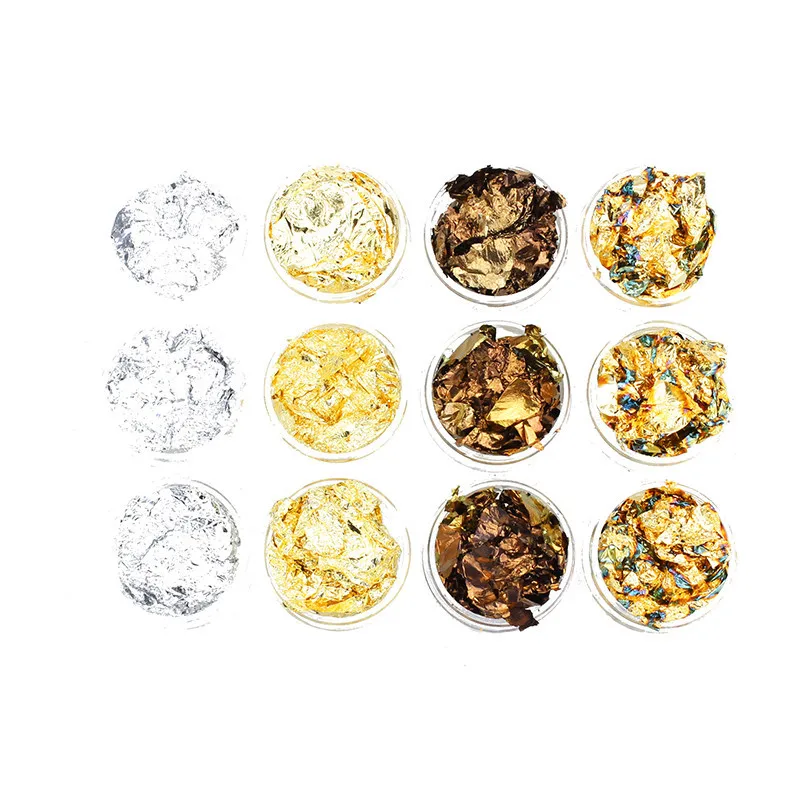 Красочные золотые серебряные 4 цвета Tinfoil 3D украшения для дизайна ногтей блестки DIY наклейки гвозди шпильки ZP115