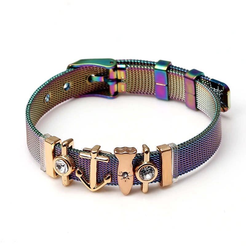 Seialoy Colorful Stainless Steel Mesh Watch Belt Bracelets For Women Men Couple Original Charm Watch Chain Bracelet Bangles Gift