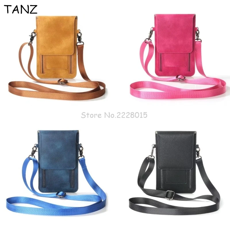 

TANZ Universal Leather Cell Phone Bag Shoulder Pocket Wallet Pouch Case Neck Strap For Samsung For iPhone 7 8 For Huawei For HTC