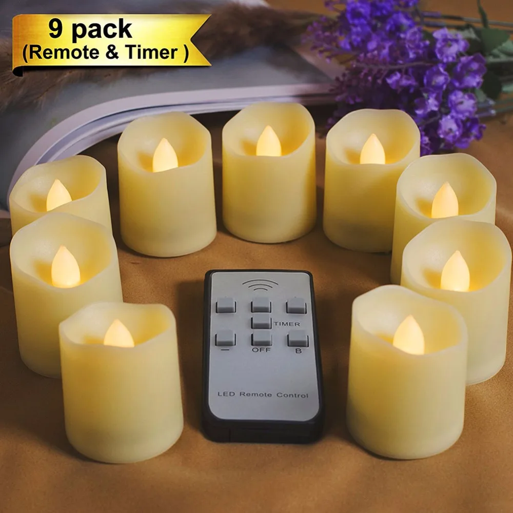 Pack of 6/9/12 velas led with remote and timer, flameless timer LED