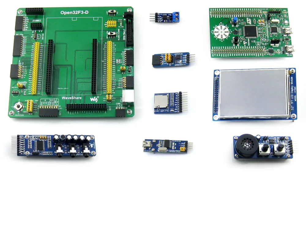 

Parts Open32F3-D Package A=ST Original STM32F3DISCOVERY STM32F303VCT6 STM32 ARM Cortex-M4+Open32F3-D STM32 Board+ 9 Modules Kit