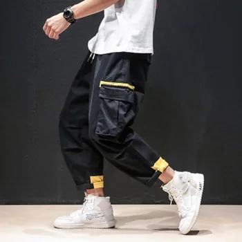 

Casual Pants Loose Ankle-Length Pocket 5XL Black Red Harem Mens Cargo Large Size New Fashion Youth Hiphop Preppy Style Casual
