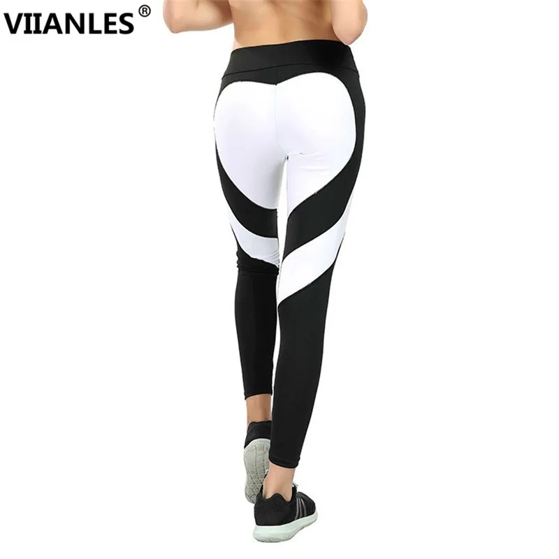 

VIIANLES Fitness Legging Love Stitching Leggings Put Hip Elastic Waist Leggins High Waist Pants Stitching XXXL Large Size Pants