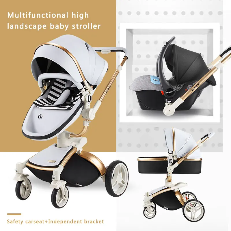 Dearest Diamond baby stroller 2 in 1  with luxury leather baby carriage factory price