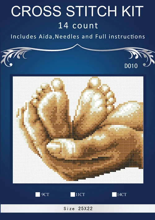 Набор для вышивки крестиком 14 карат с надписью love Hand hold baby feet|cross stitch 14ct|counted cross