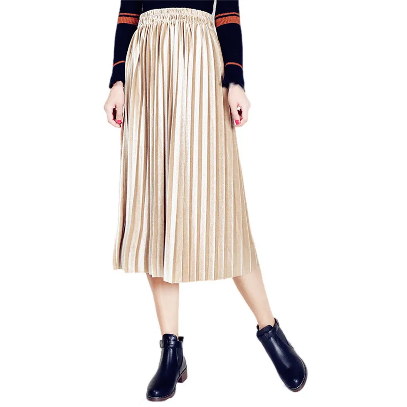 NEW Fashion 2018 Summer style skirts womens Pleated Skirt Vintage High Waist straight Skirt Long Skirts Femme Saia Y05#N (6)