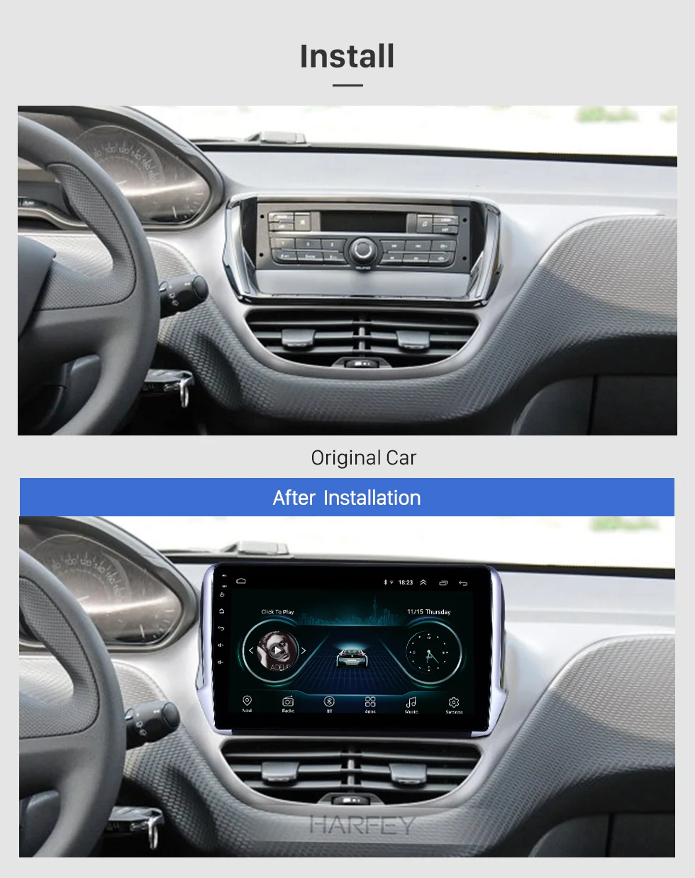 Harfey 10," 2din Android 8,1 GPS автомобильный радиоприёмник для peugeot 2008- автомобильный мультимедийный плеер с HD сенсорным экраном Поддержка Carplay