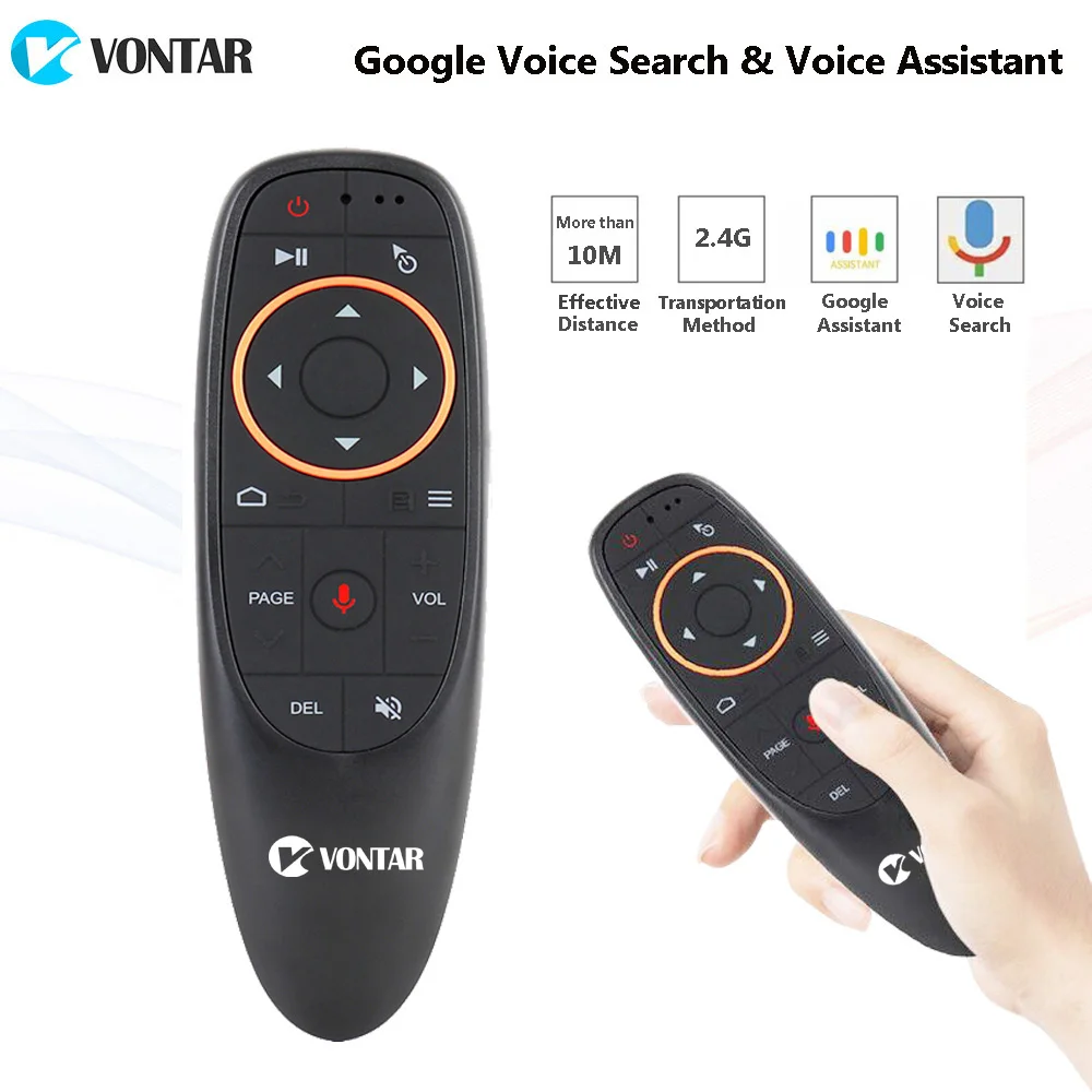 Vontar-controle Remoto de Voz Air Mouse com Microfone Mini Teclado sem Fio 2.4ghz Pesquisa Google Gyro para Android tv Box e pc G10