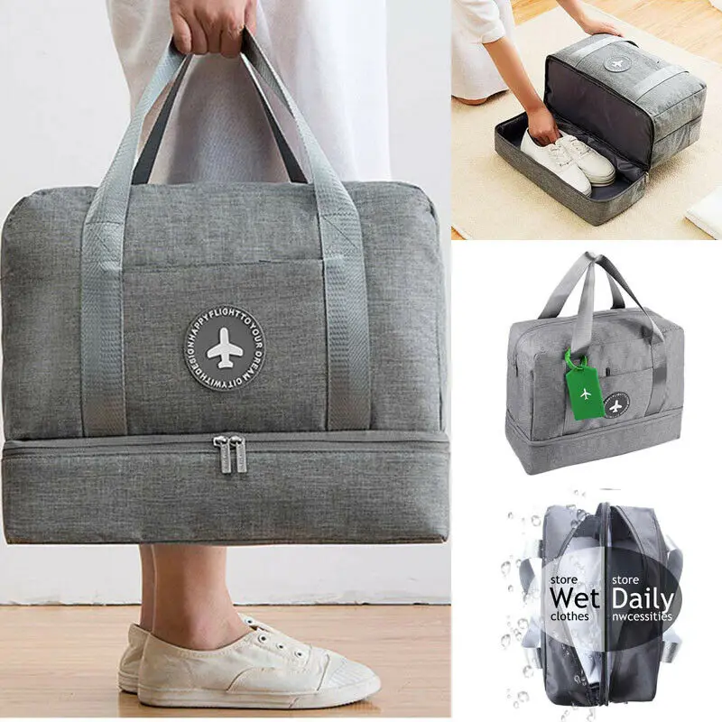 

Unisex2019 Gym Bag Waterproof Travel Weekender Swim Bag with Large Capacity Shoe Compartment and Wet
