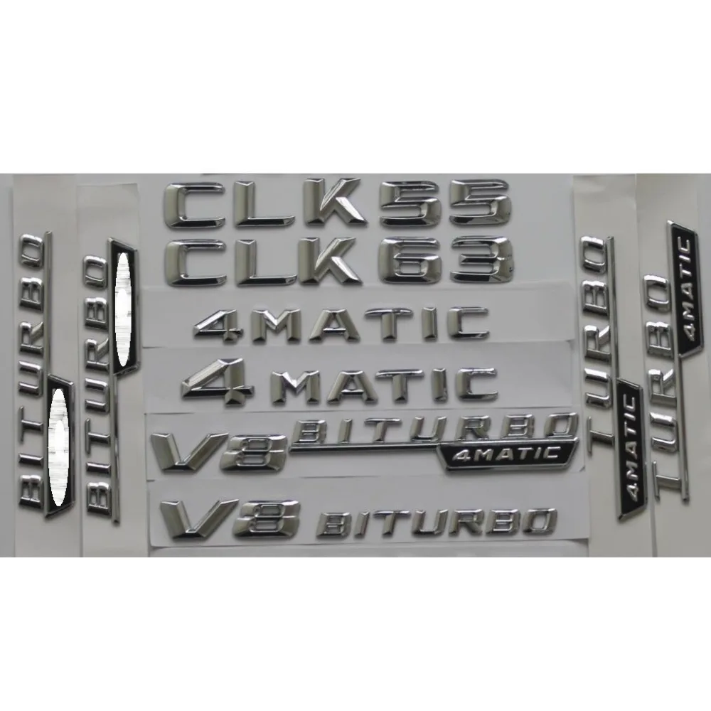 

Chrome Shiny Silver ABS Car Trunk Rear Number Letters Words Badge Emblem Decal Sticker for Mercedes-Benz CLK63