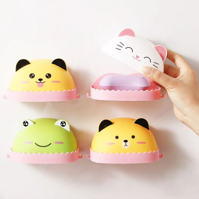 Strong No Trace Sticker Plastic Cartoon Animal Shelf Portable Soap