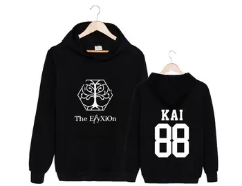 

Kpop exo the elyxion logo and member name printing pullover fleece hoodie for exo L supportive baekhyun chanyeol sweatshirt