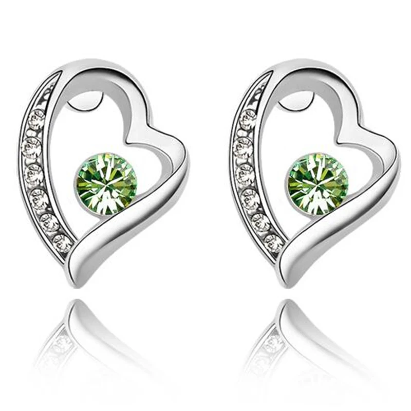 Round Crystal Heart Earrings Mother Or Daughter Jewelry Little Girls Earrings 5 Options Wedding