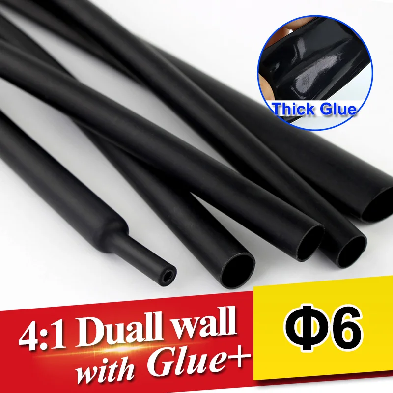 

1.22meter/lot 6mm 4:1 Heat Shrink Tube Dual Wall Tubing with thick Glue heatshrink Adhesive Lined Sleeve Wrap Wire Cable kit