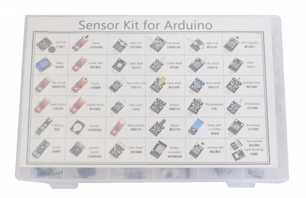 37 в 1 комплекты датчиков для ARDUINO высокого качества для Arduino стартеров(работает с официальным для Arduino плат) с коробкой