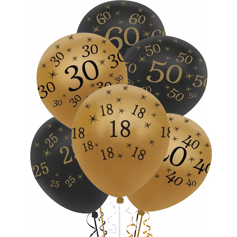 

10pcs 12inch Happy Birthday Balloon 18 25 30 40 50 60 th Anniversary Latex Balloon Wedding Anniversary Decor Birthday Supplies