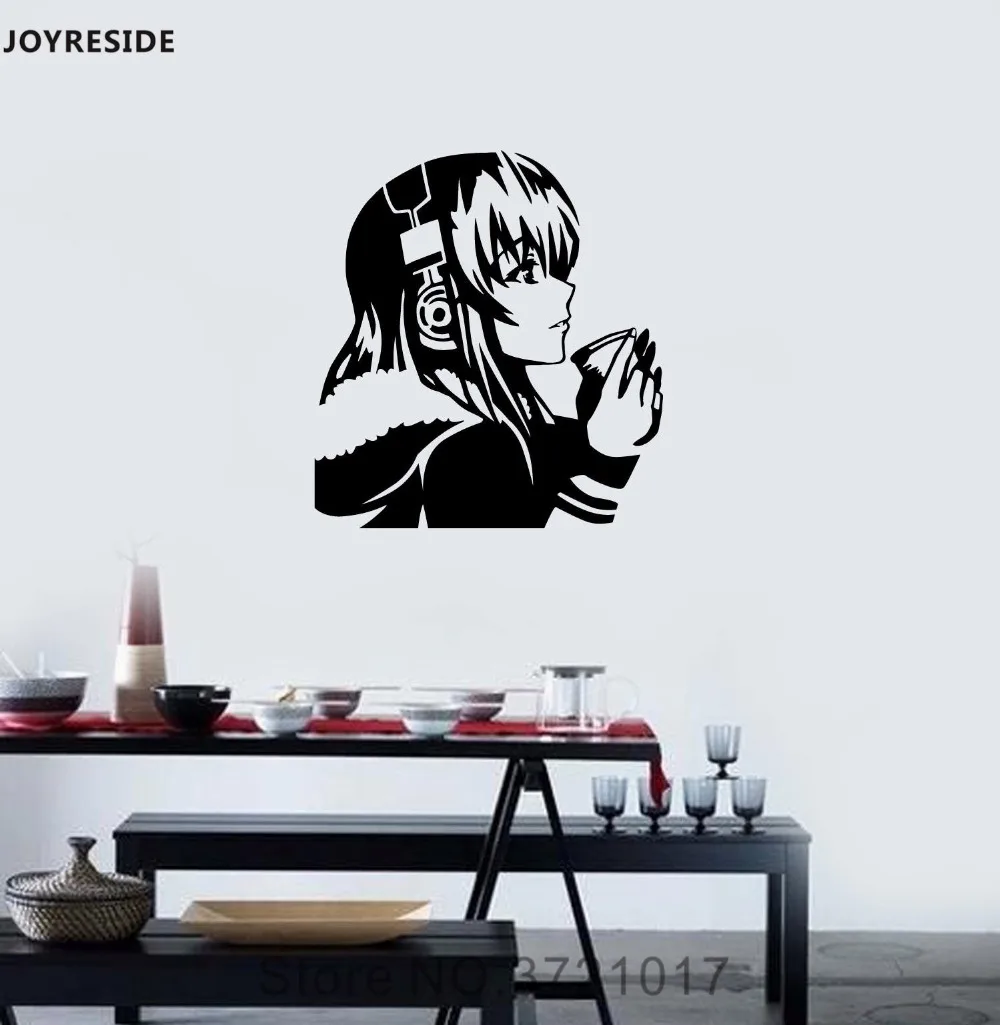 Us 5 92 25 Off Joyreside Anime Wall Decal Vinyl Sticker Headphones Coffee Dream Girl Room Decoration Removable Home Design Art Diy Mural Xy064 In