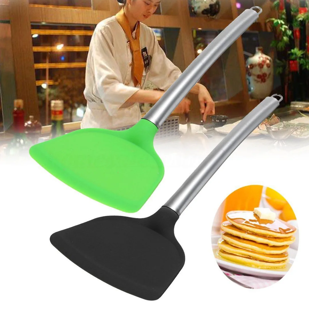 Non Stick Silicone Spatula Pancake Omelets Burgers Slice Turner Kitchen