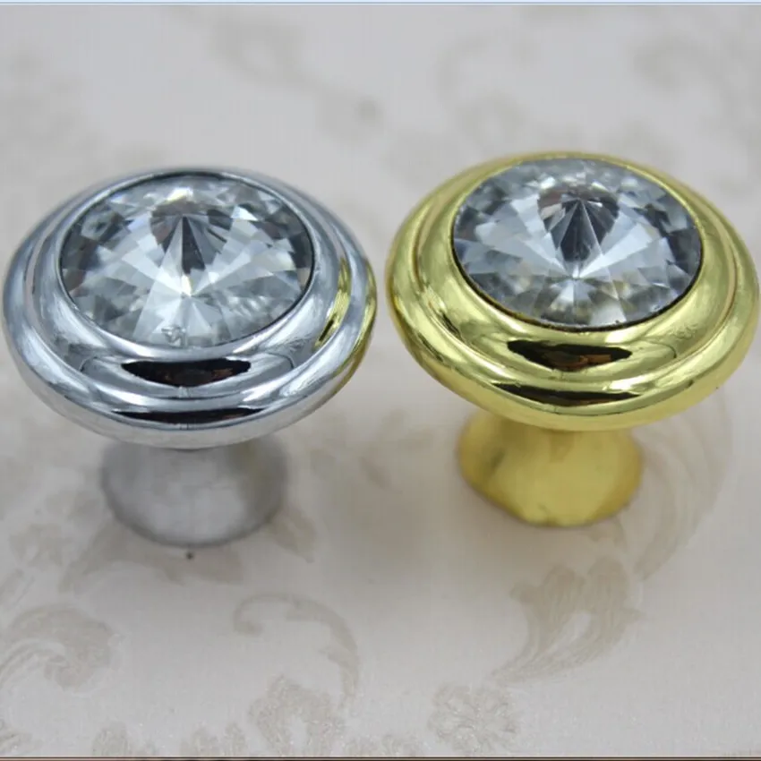 Buy modern fashion glass crystal furniture knobs shiny