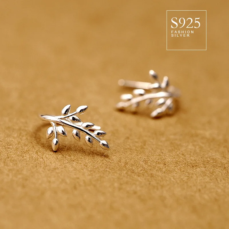925 sterling silver allergies Japanese small leaves sprout leaves the