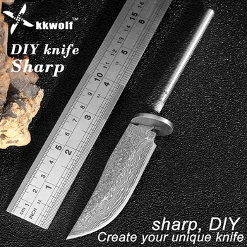 

KKWOLF Sharp diy Pocket Fixed blade Knife Imitation Damascus Steel Tactical Survival EDC Knife Camping Self-defense Hunting faca