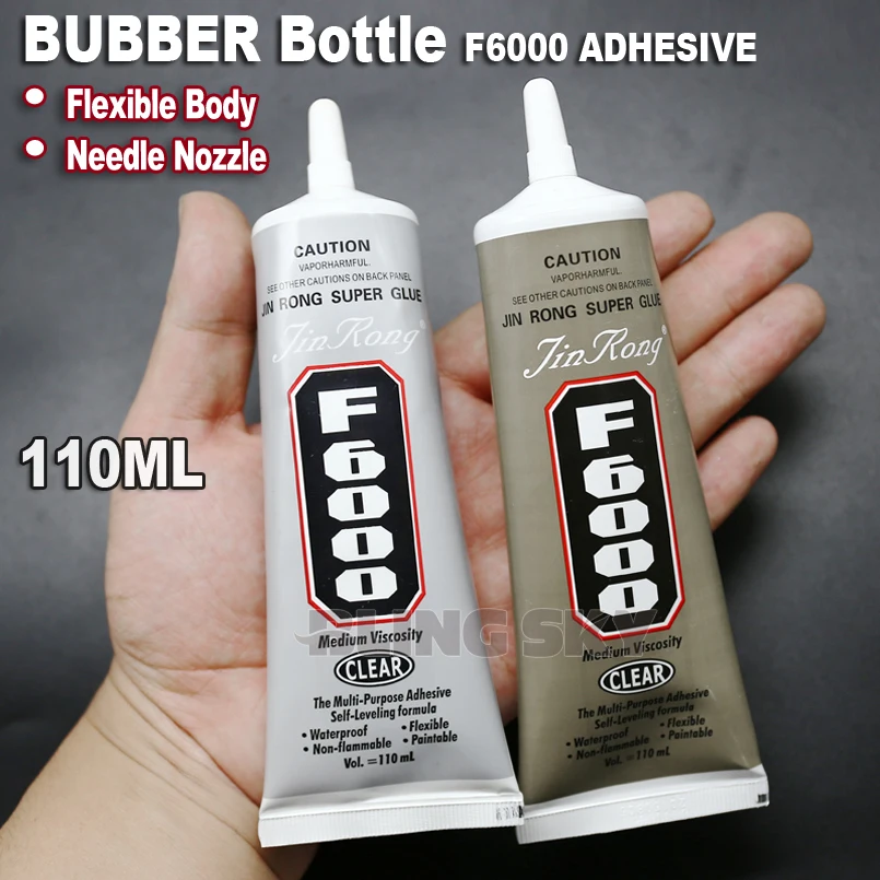 

F6000 110ml Needle Nozzle Adhesive Glue,Rubber flexible body clear gel multi purpose for DIY nail jewelry crystals rhinestones