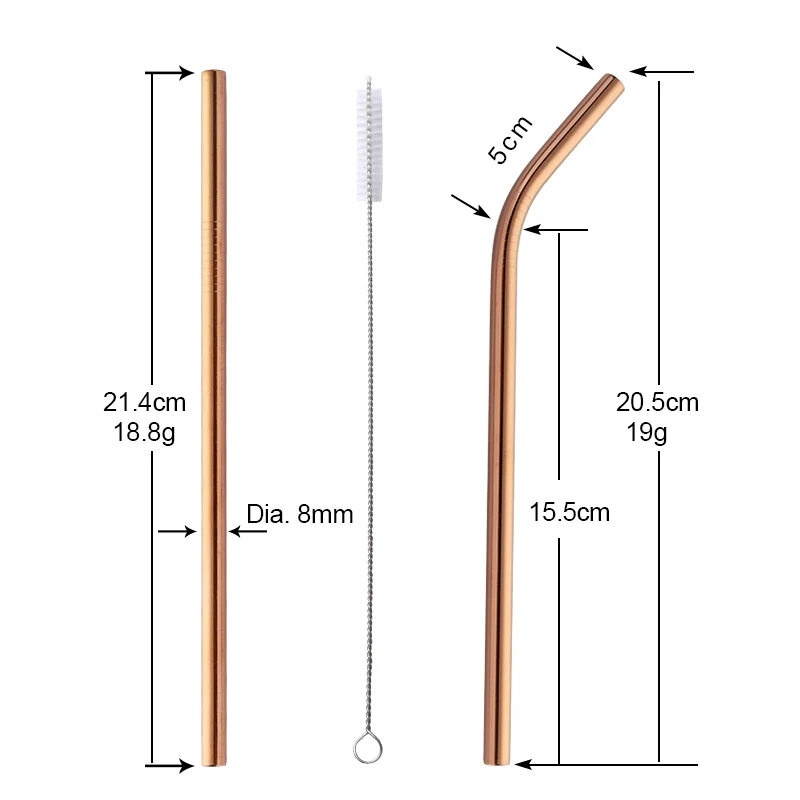 8 шт. металлическая удлиненная соломинка шириной 8 мм из нержавеющей стали соломинки многократного использования соломинка с кисточкой для кружка Yeti bar аксессуары