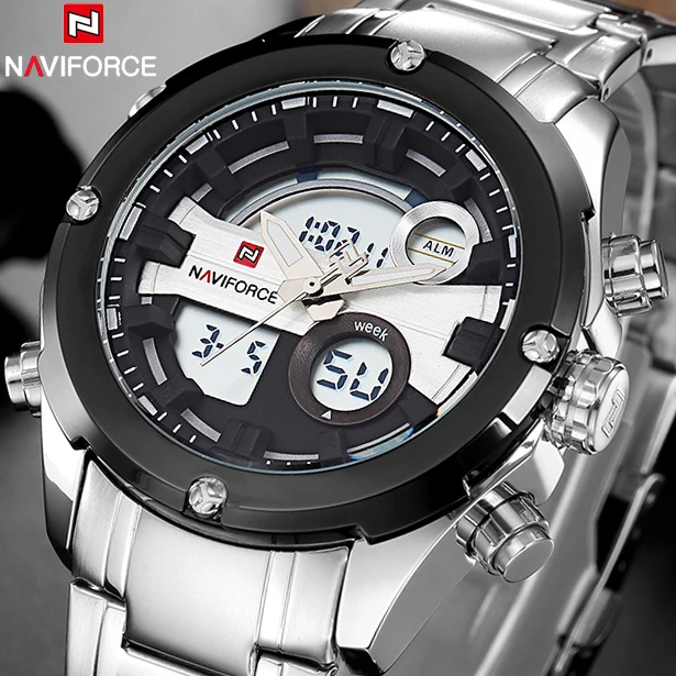 

Watches Men Naviforce Brand Men Full Steel Military Watches Men's Quartz LED Sports Wrist Watch Male Clock Relogio Masculino