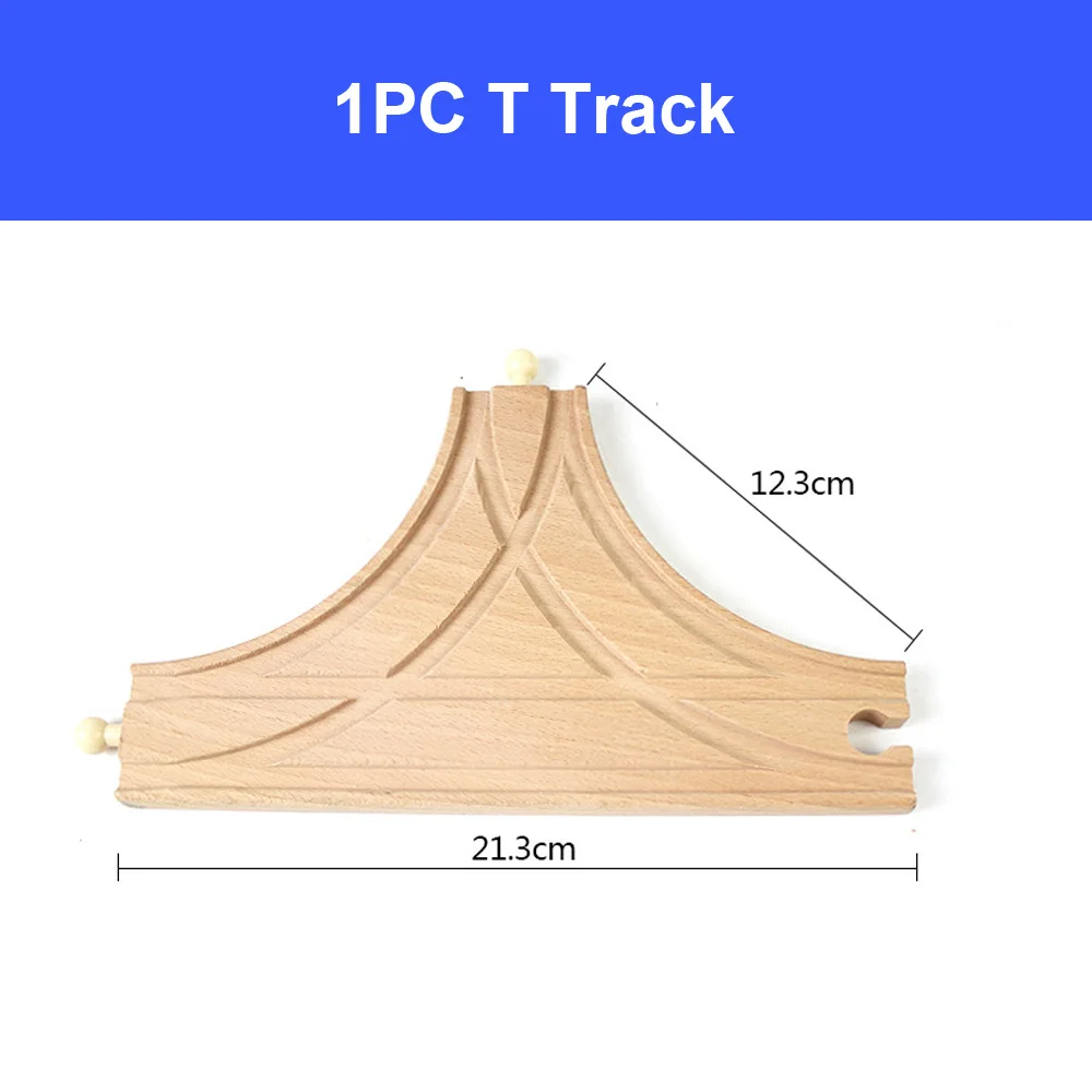 Деревянные железнодорожные дорожки, аксессуары из бука, железнодорожные части, совместимые с Thomas Biro, все бренды, игрушки для поездов, гоночные дорожки - Цвет: 1pc T track