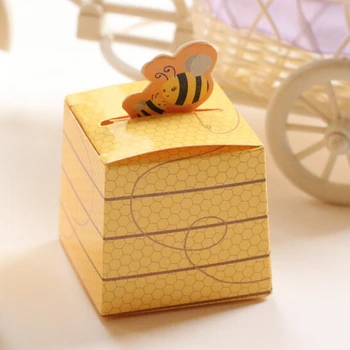 

100pcs Cute Creative Cartoon Yellow Bee Candy Boxes Baby Shower Birthday Party Favor Supplies Gift Box