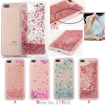 

Shockproof Liquid Quicksand Glitter Soft TPU Case For Iphone 7 I7 7TH Iphone7 Flow Star Love Heart Clear Cover Skin Luxury 50pcs