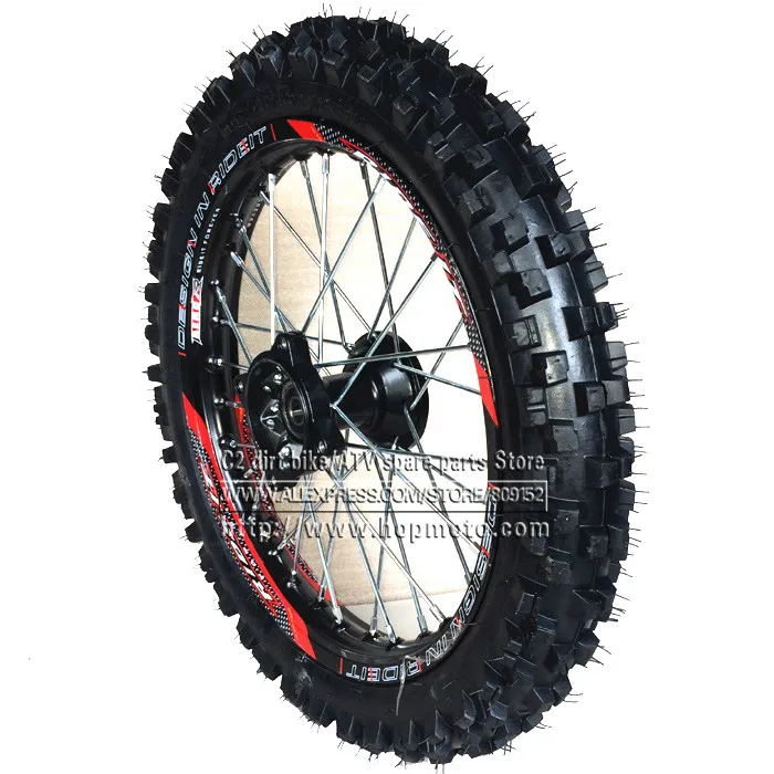 Front 14inch Pit Bike wheels GuangLi 60/100-14 Tyre Black Aluminum Alloy Rims with 32 holes spoke KTM CRF PRO KLX YZF 110cc