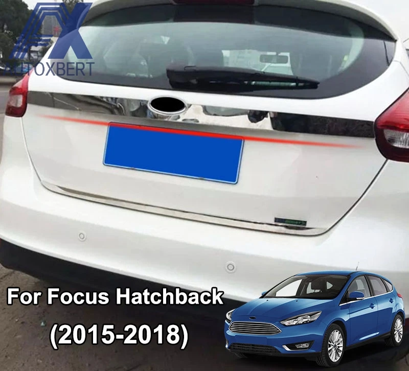 

AX Car Styling Chrome Rear Trunk Tailgate Door Handle Lid Cover Trim Strip Molding For Ford Focus Hatchback 2015 2016 2017 2018