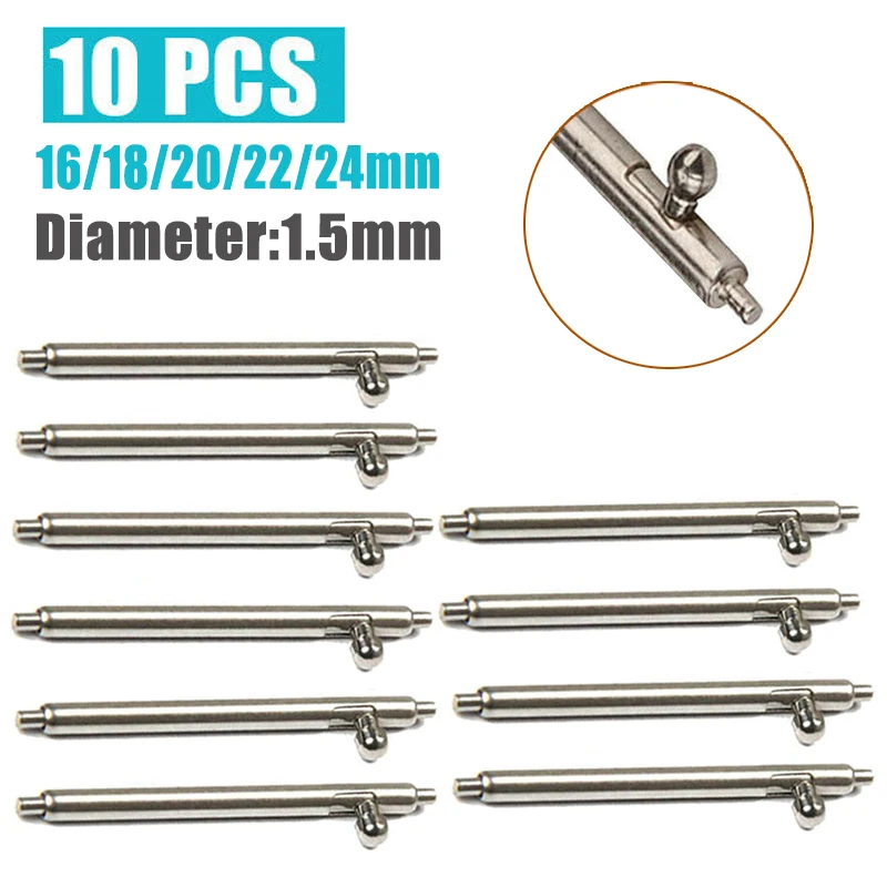 

10pcs Spring Bar Watch Repair Parts 1.5mm Diameter Watch Pin Quick Release Watch Pepair Tools & Kits 16MM 18MM 20MM 22MM 24MM