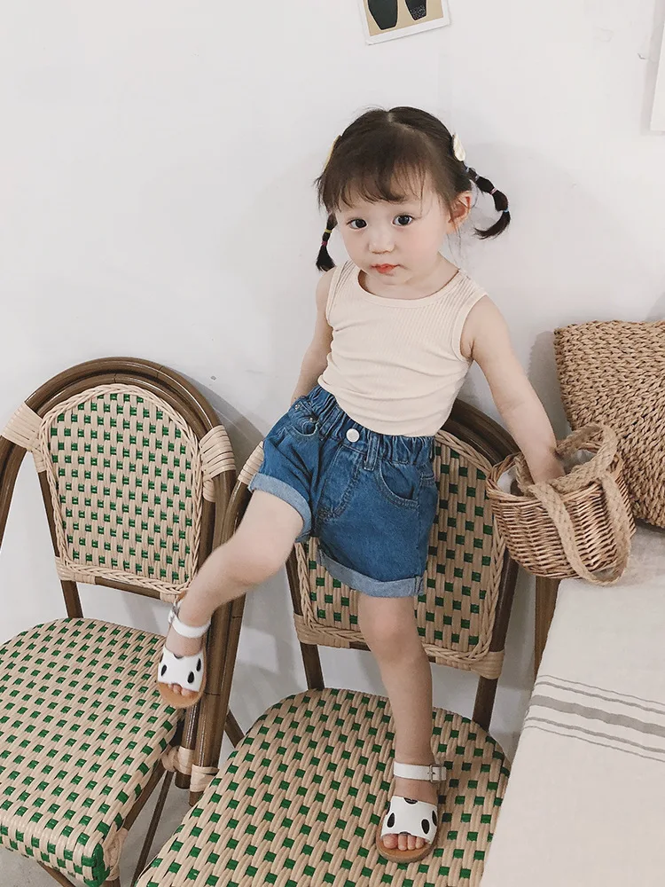 Children's Pit Sleeveless Korean Vest Summer Pure Color Stretch Extraterritorial Bottom Shirt Tide