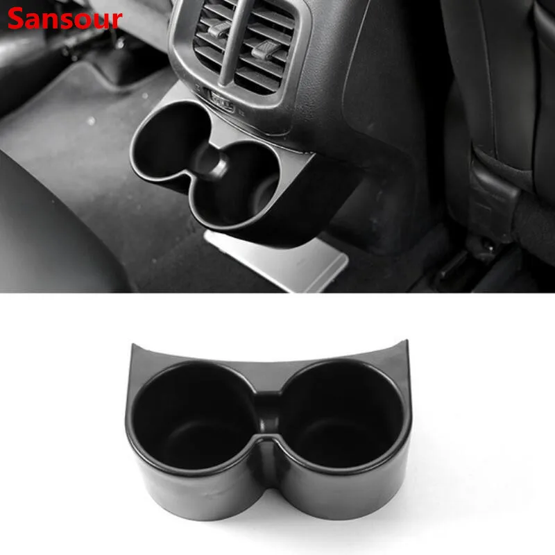 

Sansour ABS Car Interior Rear Seat Armrest Drinks Cup Holder Decoration Cover Stickers for Jeep Cherokee 2014 Up Car Styling