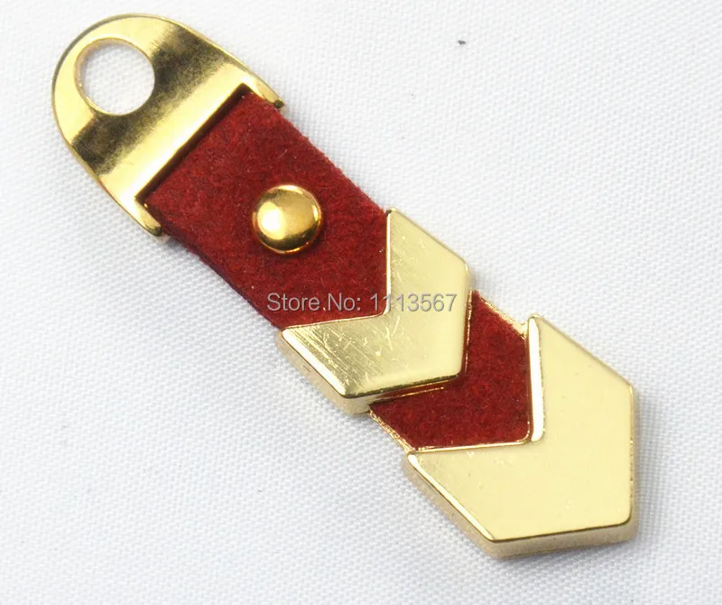 Image 50pieces Gold Tone Tan Red Velvet Slide Zipper Puller 48mm in Length Sewing Zipper Sliders   sewing supplies LT19