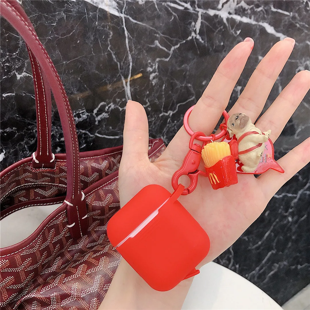 ТПУ карамельного цвета силиконовые Bluetooth беспроводные наушники чехол для AirPods Защитная крышка аксессуары для кожи для Apple Airpods Box - Цвет: Красный
