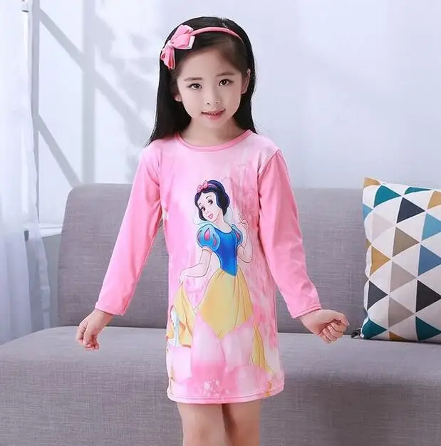 Retail Spring Autumn Big girls Nightgowns Pajamas kids long sleeved nightdress cute cartoon child female baby sleeping Underwear - Цвет: style 7