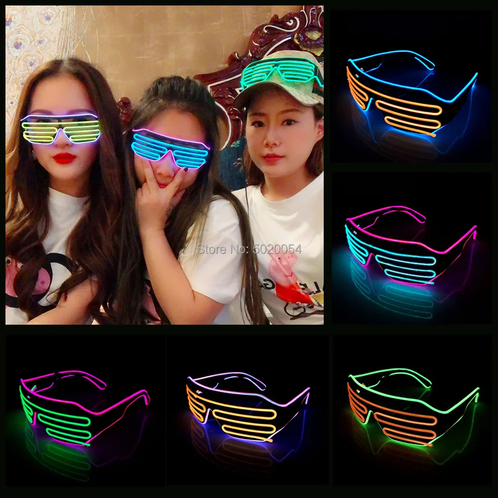 

New arrival Festival Party Decorative LED Shutter Glasses Halloween Light Up EL Glasses Glowing Neon Flashing Eyewear