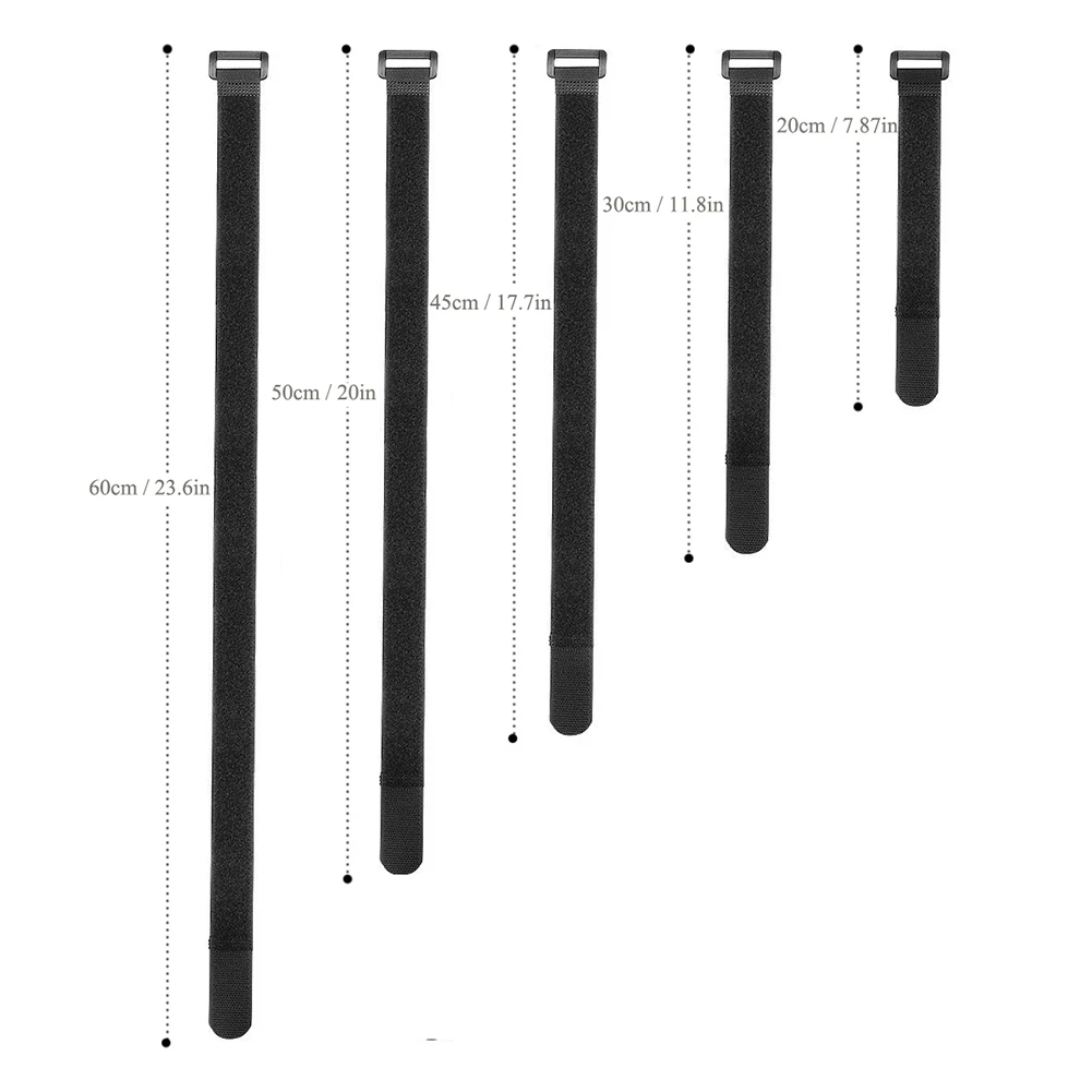 10x Nylon Self Adhesive Hook Loop Cable Ties Fastener Strap Cord Organizer 50cm