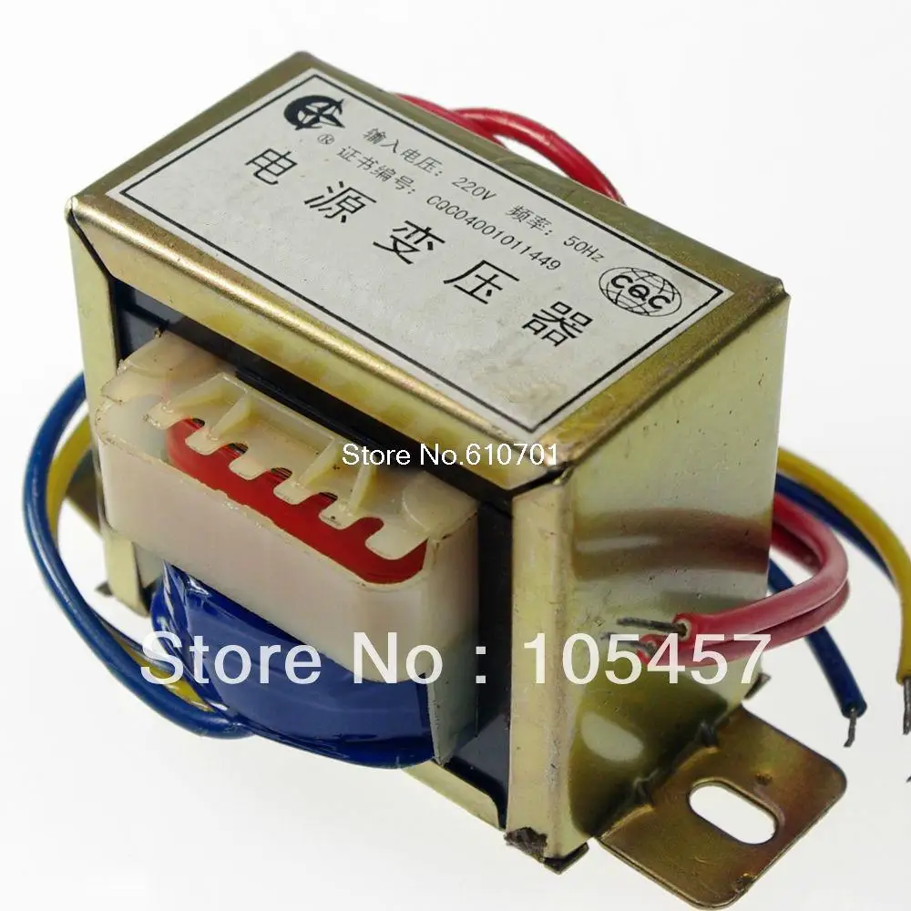 

(1)24VAC Output Voltage 20W EI Ferrite Core Input 220V 50Hz Vertical Mount Electric Power Transformer
