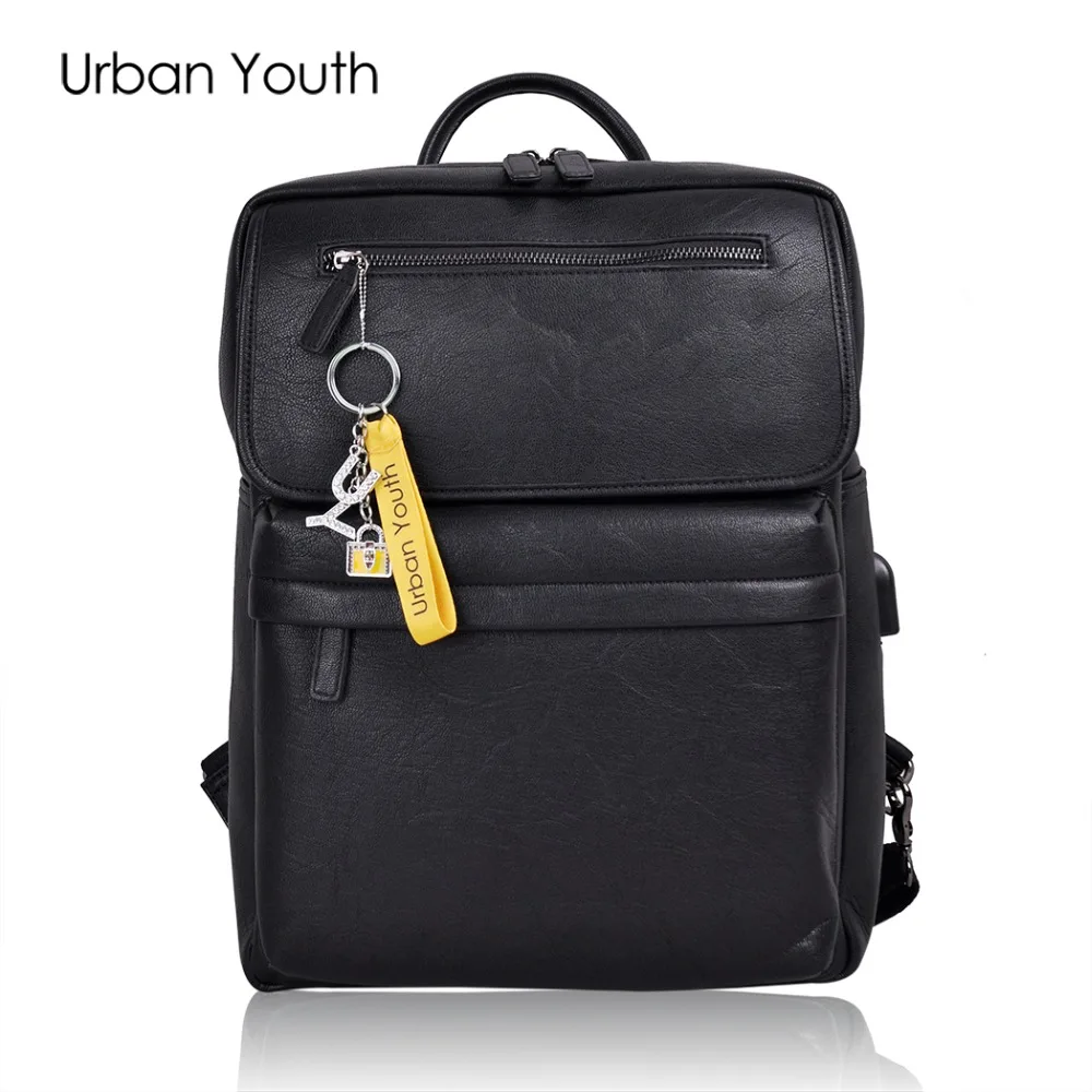 Urban Youth 2017 PU Leather backpack women bag oil wax cow leather vintage backpacks Female back