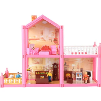

50.5*37cm DIY Family Dollhouse Toy With Miniature Furniture Garden Dolls Accessories House Doll Toys For Girls Gifts